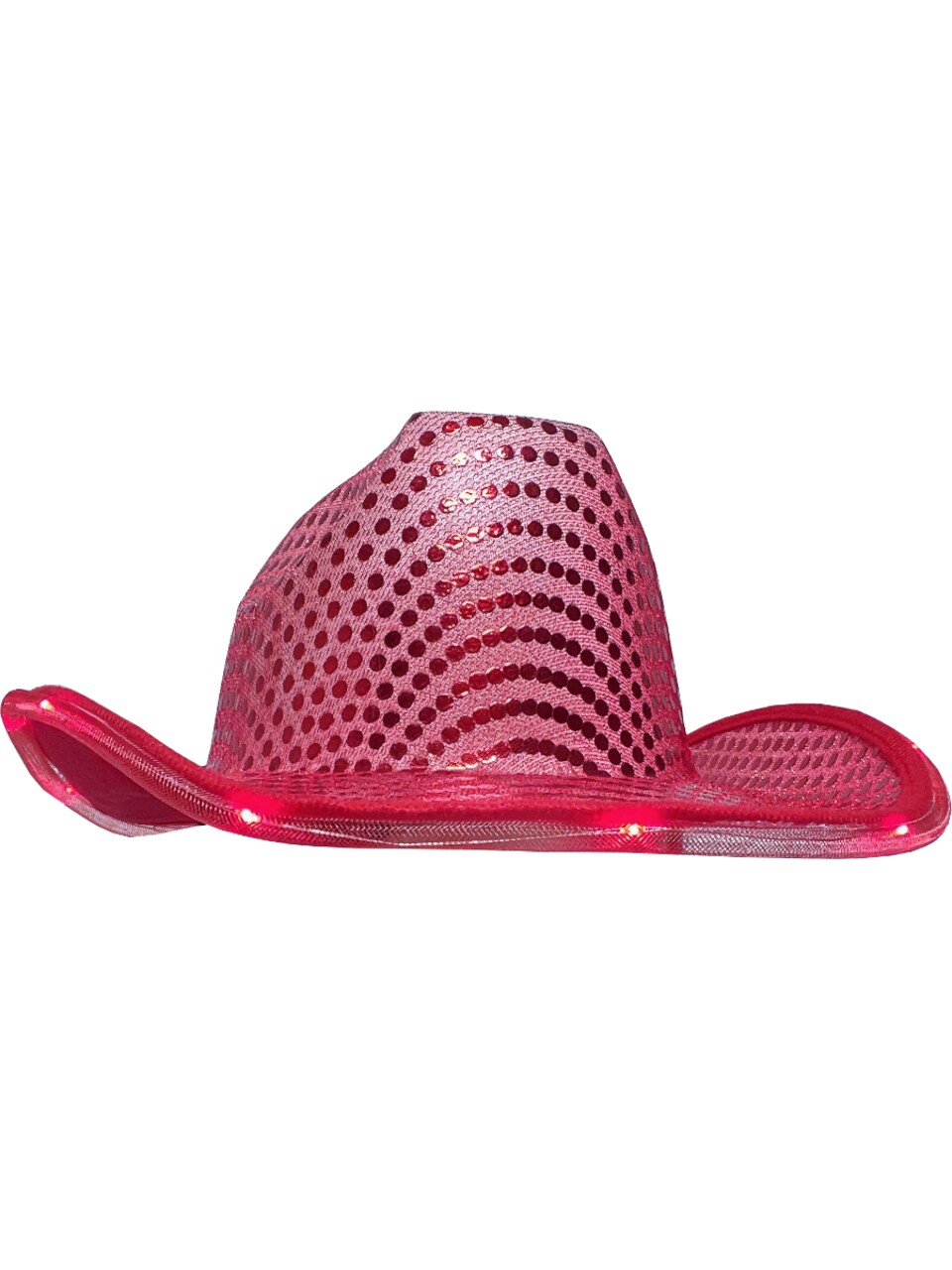 Adult's Pink Sequin Cowboy Hat With LED Trim Costume Accessory